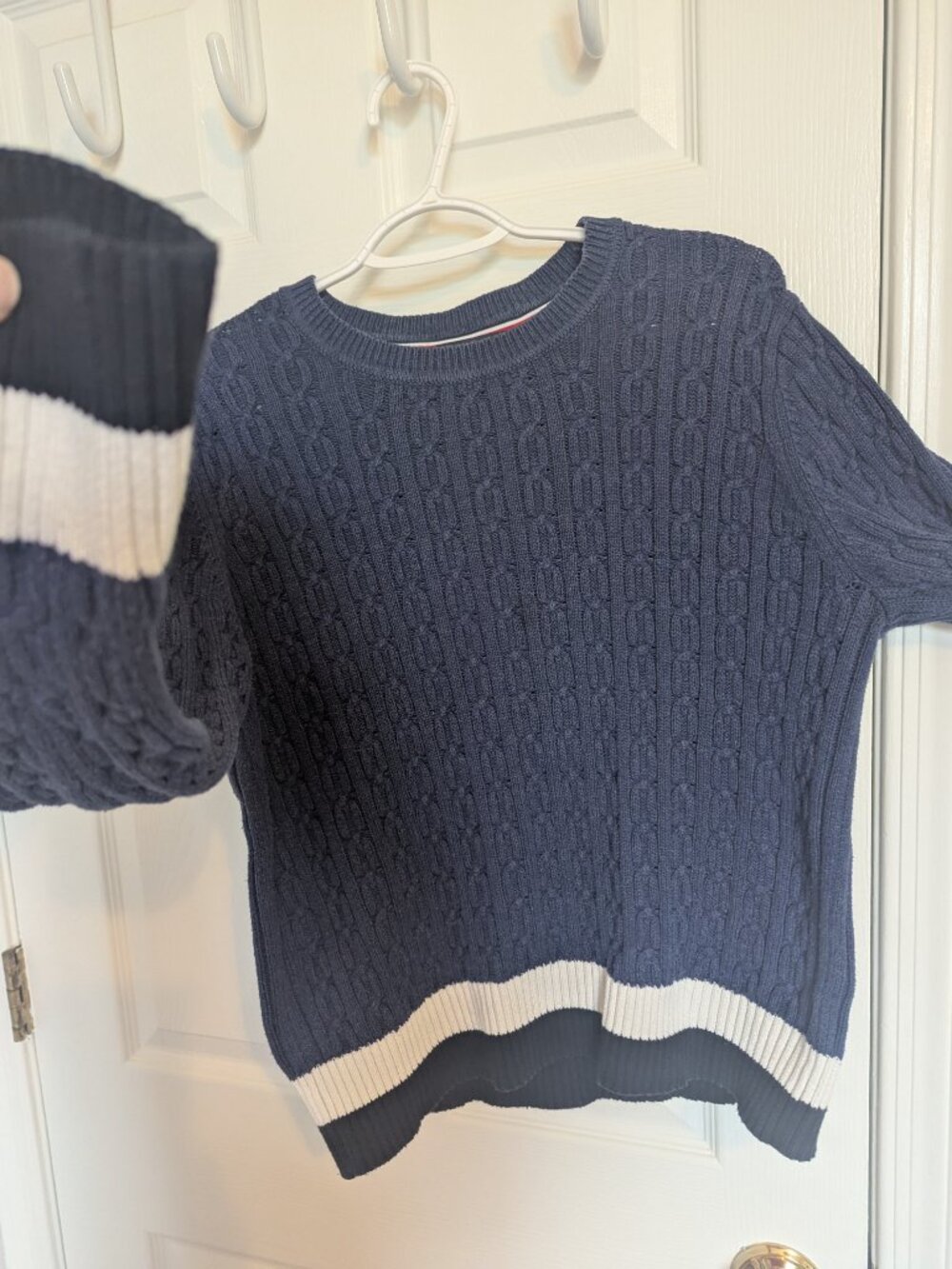🌊Tommy Hilfiger Mini Cable Knit Sailor Sweater | L | Classic Americana | EUC